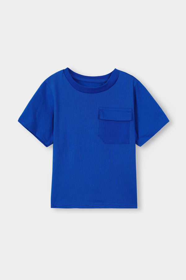 Boys Soft Cotton Flap Pocket Blue T-Shirt