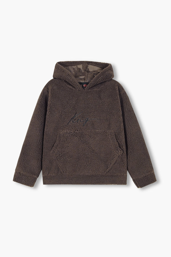 Kids "KING" Fur Hoodie – Ultra Soft Winter Wear Brown