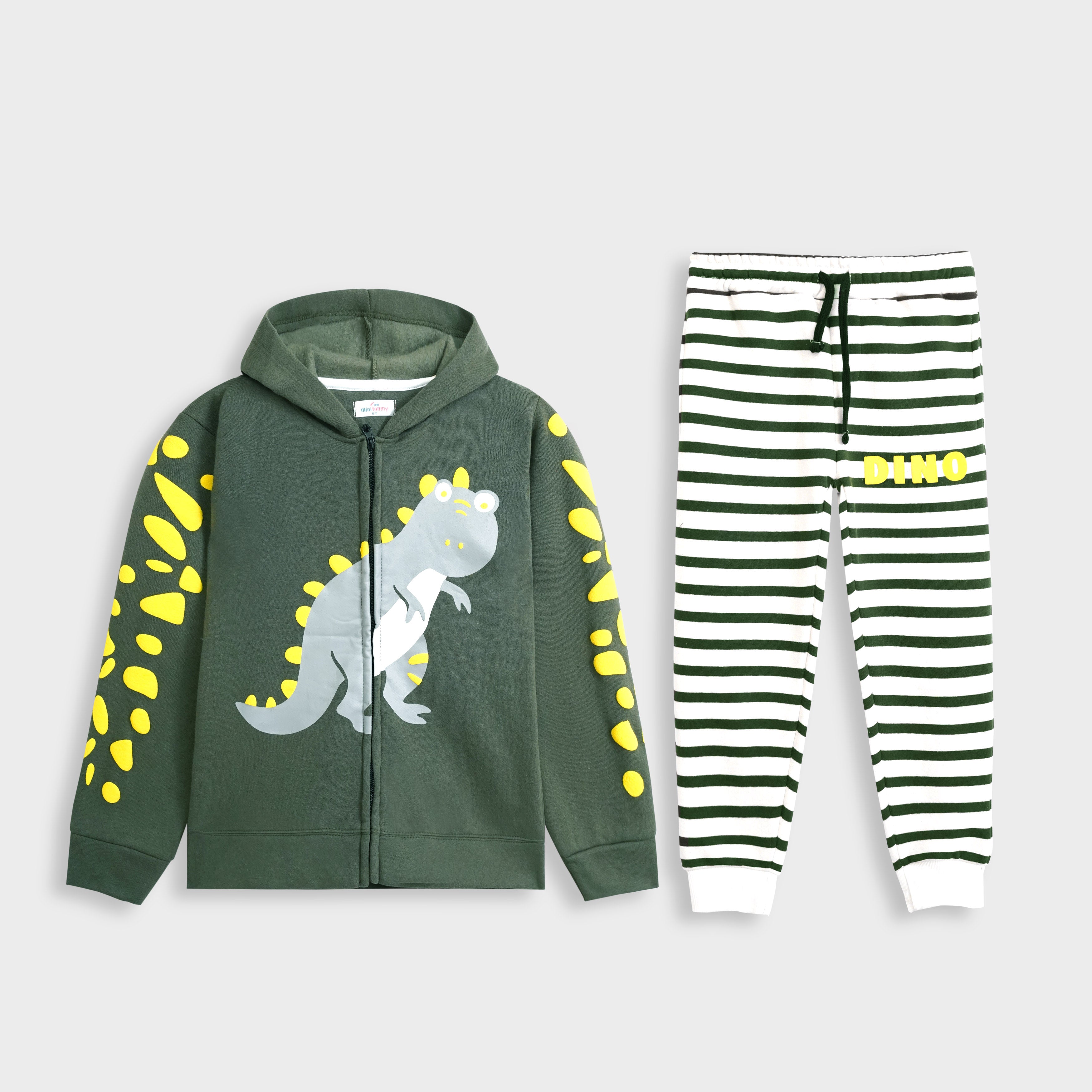 Kids Premium Quality Dino Printed Fleece Tracksuit