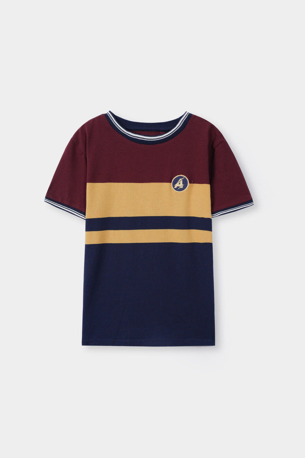 Boys Premium Quality Color Block Embroidered T-Shirt