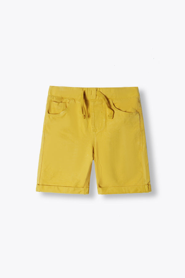 Kid's Yellow Cotton Terry Short With Adjuster
