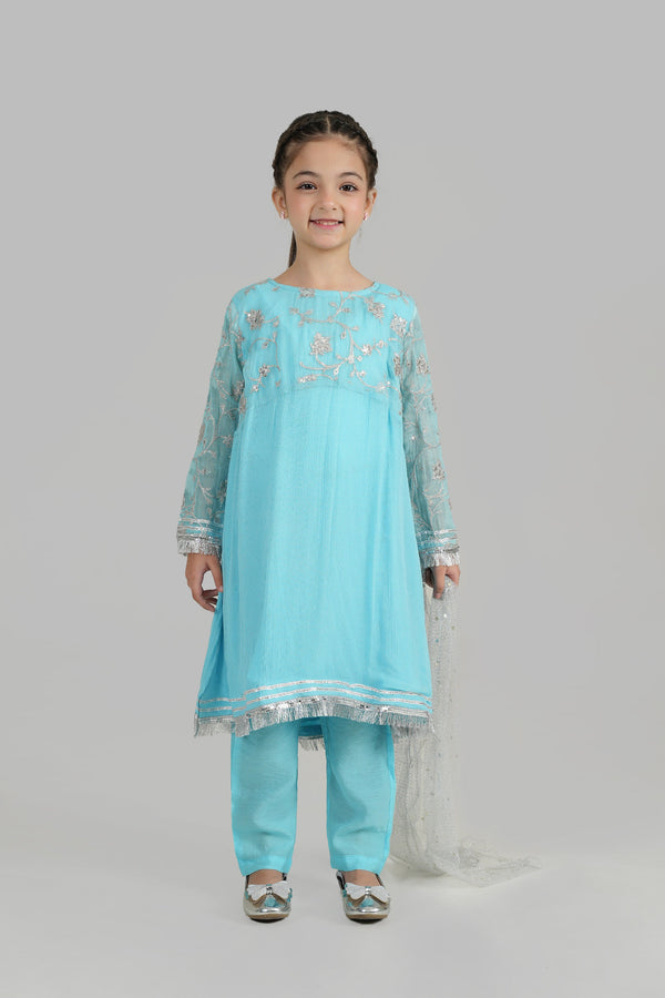 STITCHED 2 PIECE TILLA EMBROIDERED CHIFFON SHIRT TROUSER