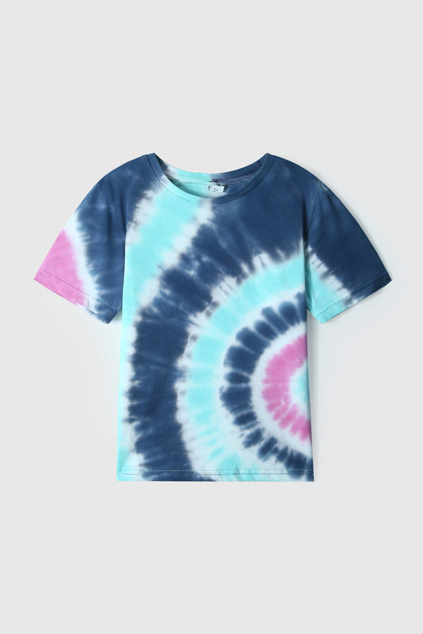 Girls Tie & Dye Round Neck Soft Cotton T-Shirt