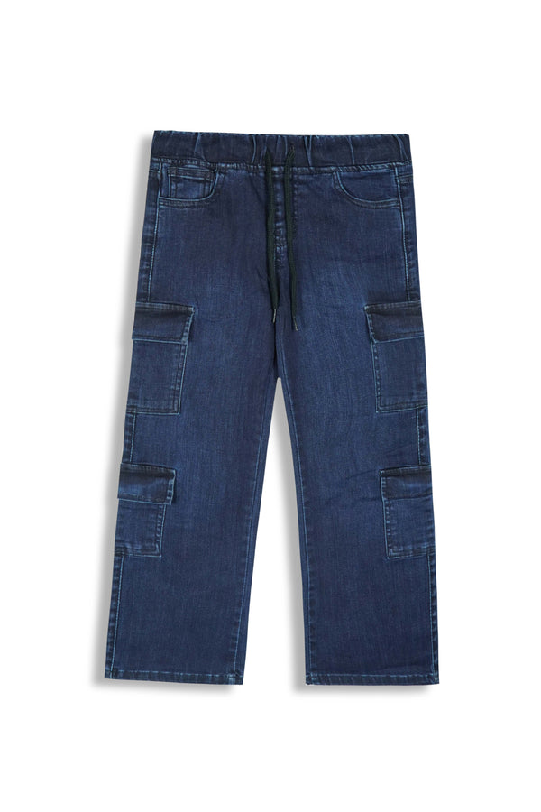 Girls 8-Pocket Wide Leg Jeans – 100% Cotton Stretch Denim