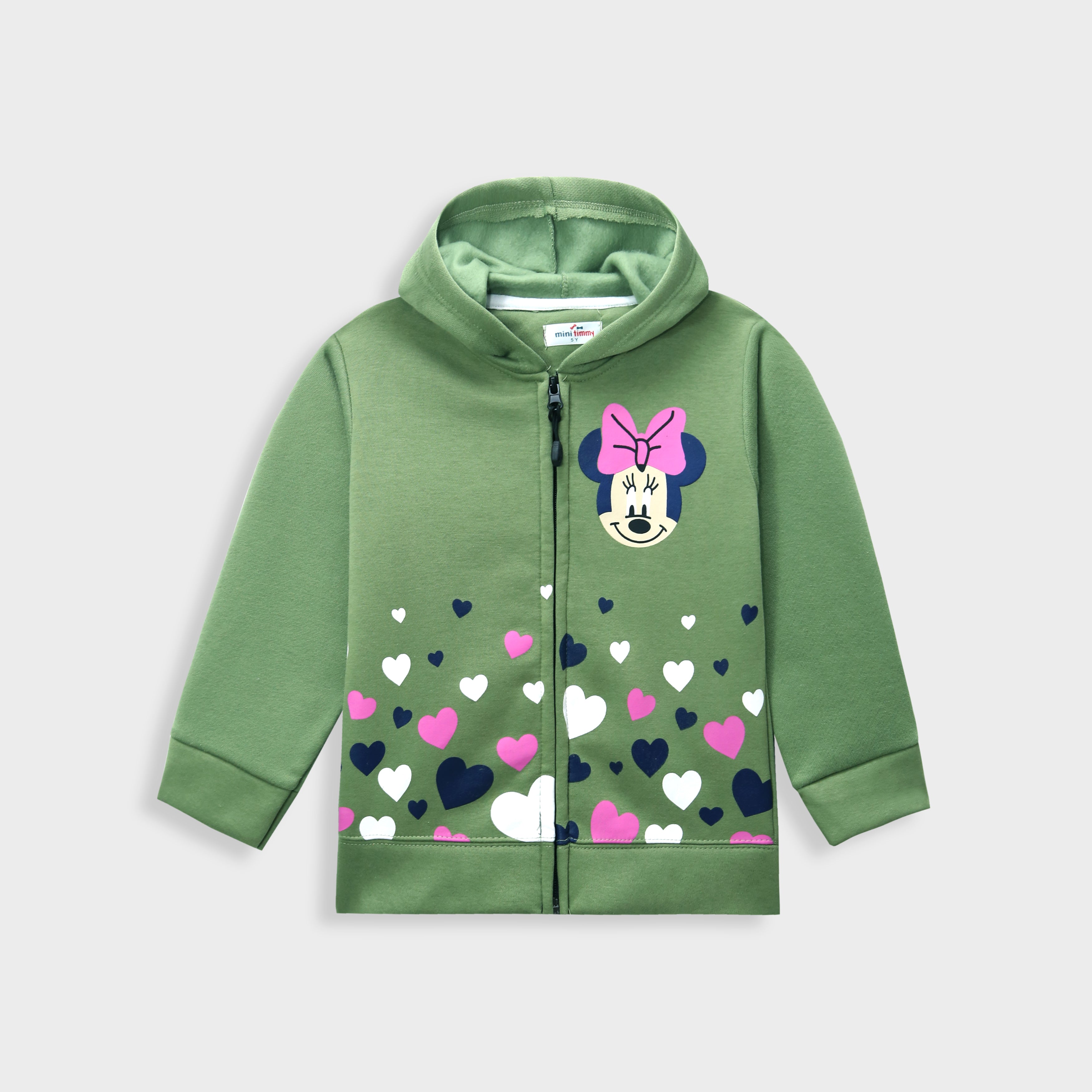 Girls "Mickey Mouse" Printed Fleece Zipper Hoodie