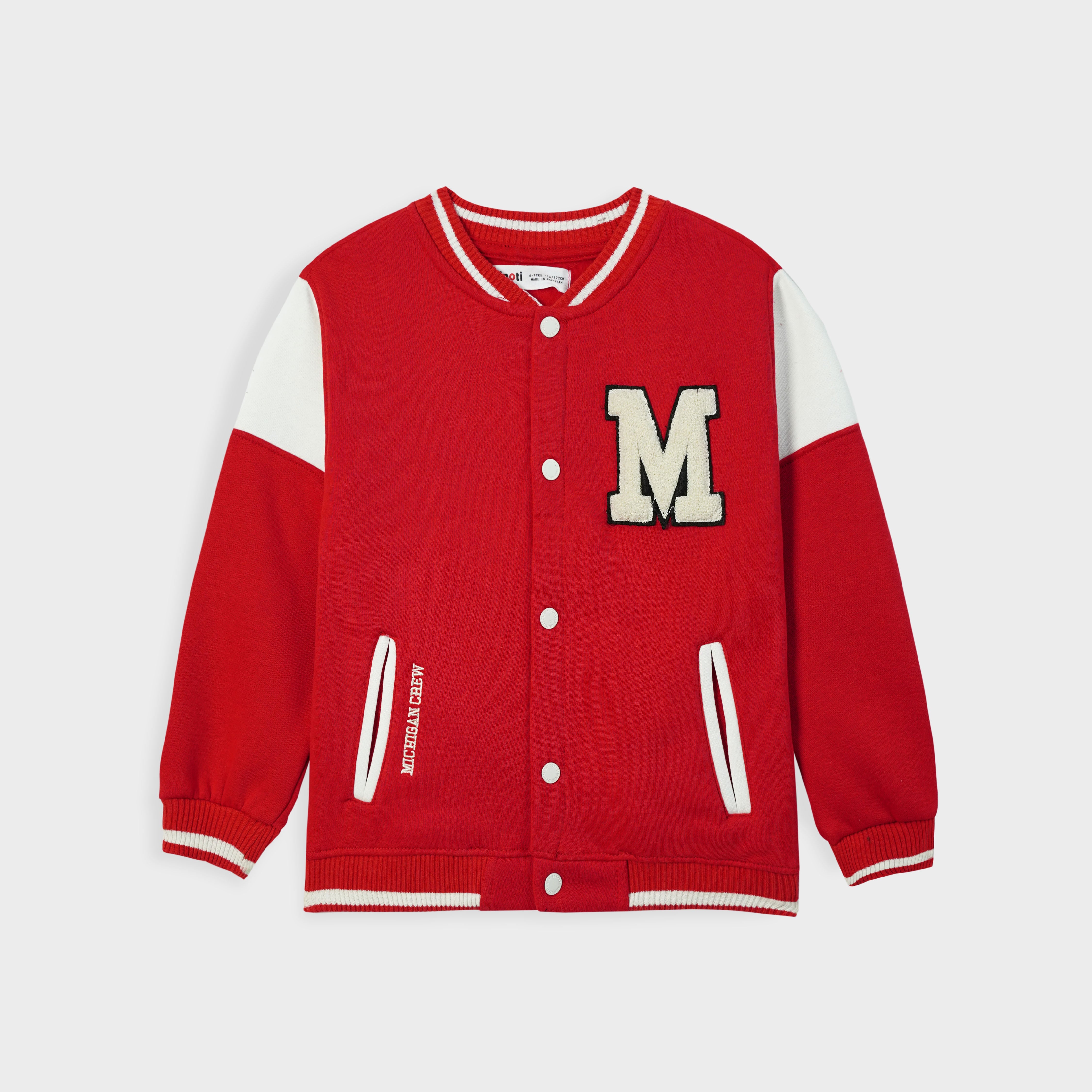 Kids Premium Quality Base Ball Embroidered Fleece Red Jacket 333 5678405