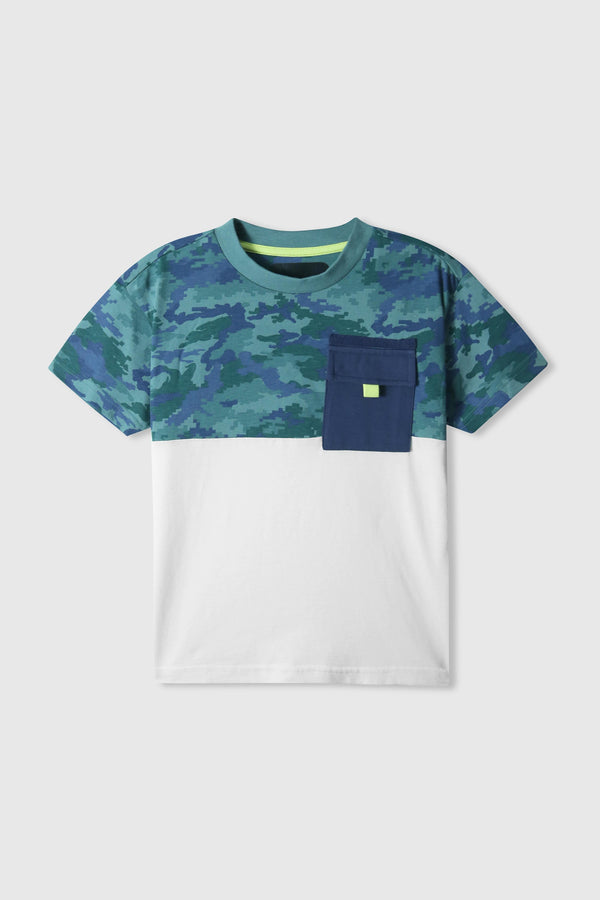 Boys Premium Quality Camo Panel T-Shirt