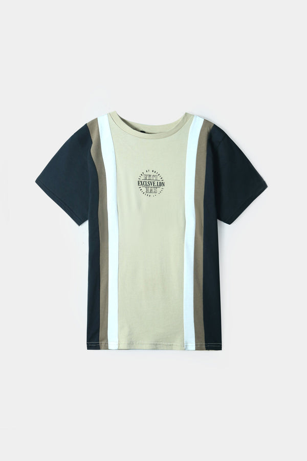 Kids Contrast Front Panel Printed T-Shirt