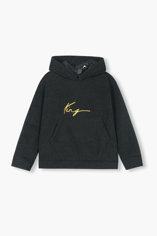 Kids "KING" Fur Hoodie – Ultra Soft Winter Wear Black