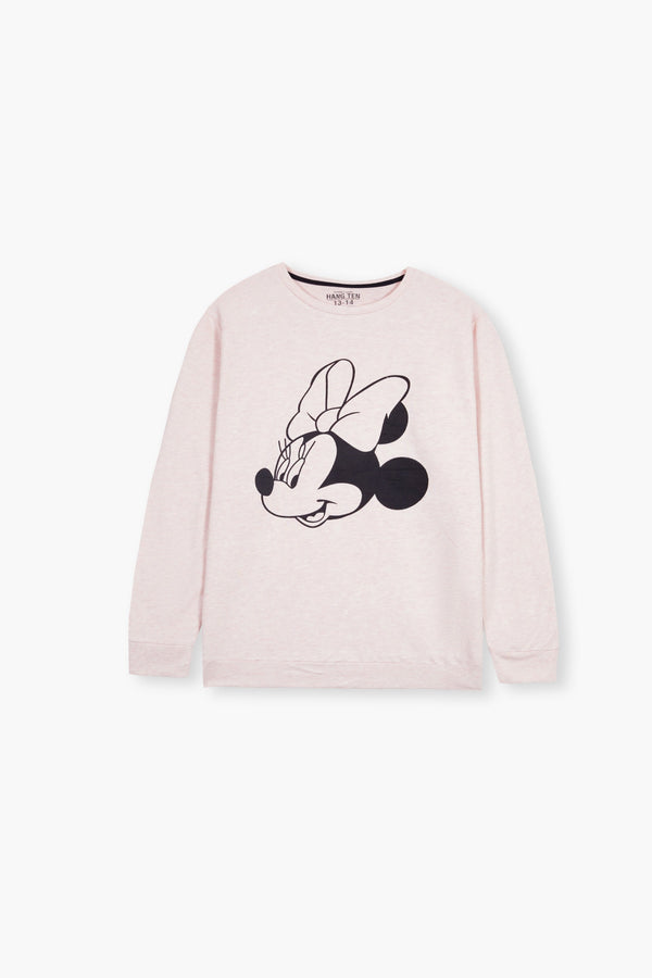 Minnie Mouse Girls Sweatshirt – Soft Pink | 100% Terry Cotton