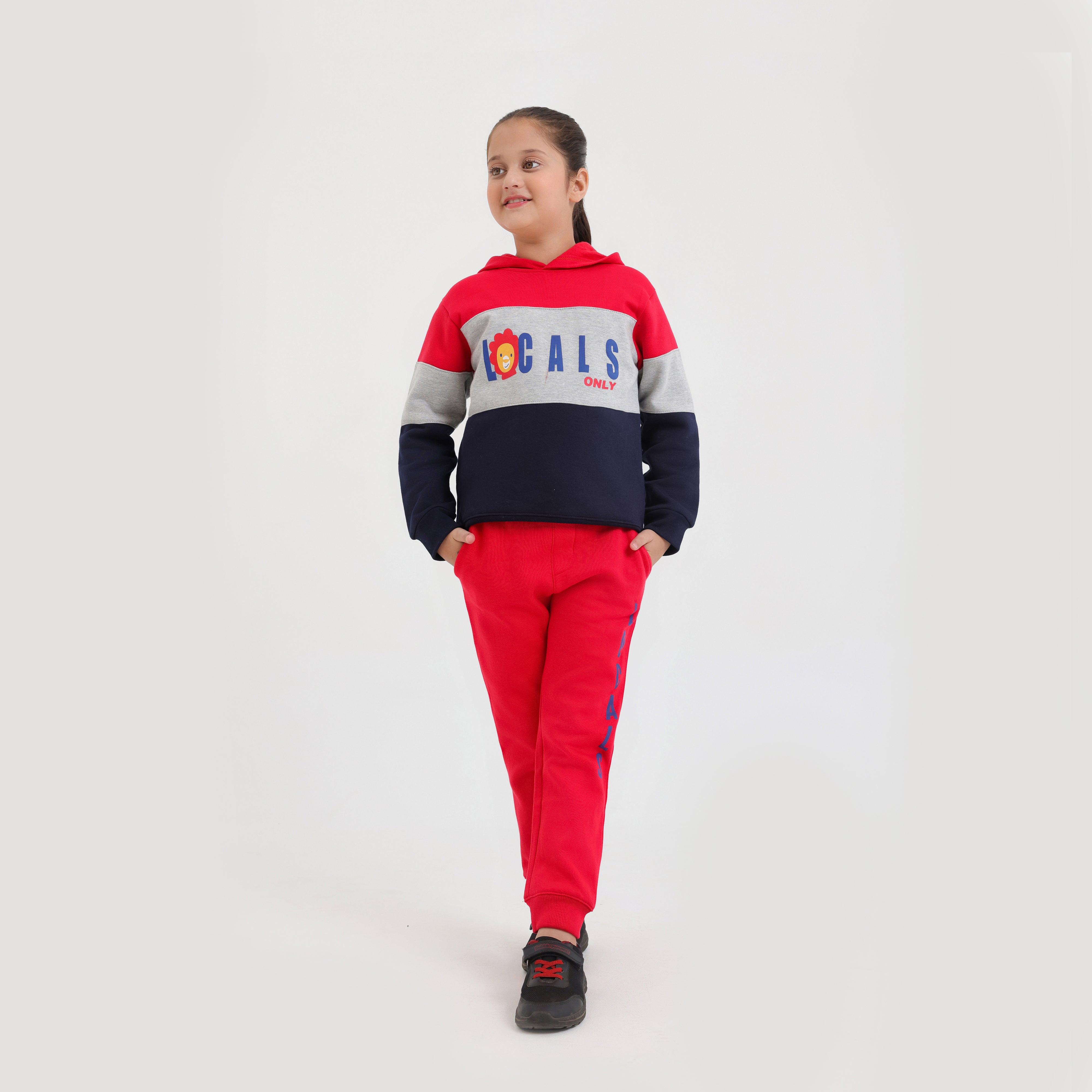 Premium Quality Color Block Printed Fleece TrackSuit For Kids