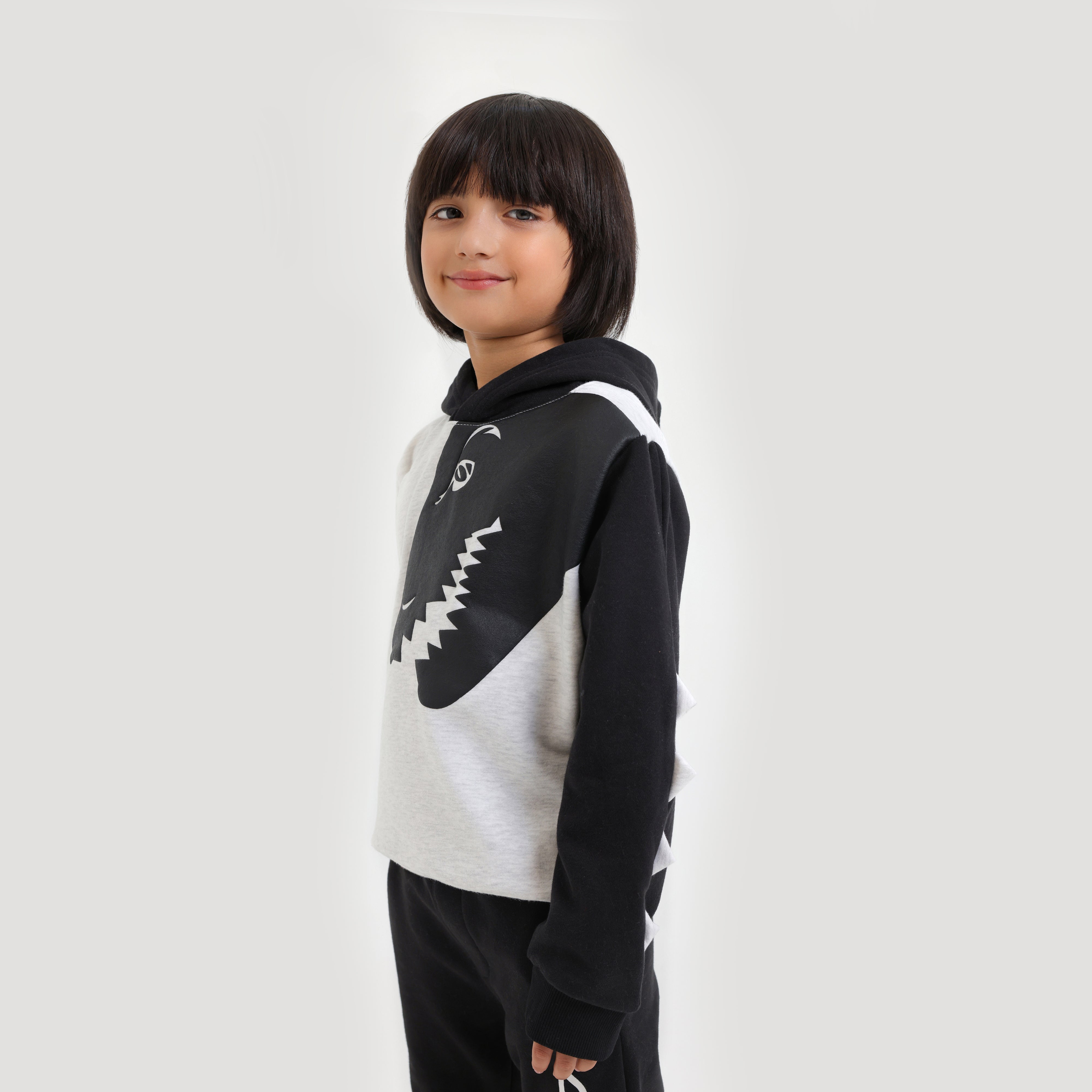 Premium Quality Printed Contrast Sleeve Fleece Suit For Kids