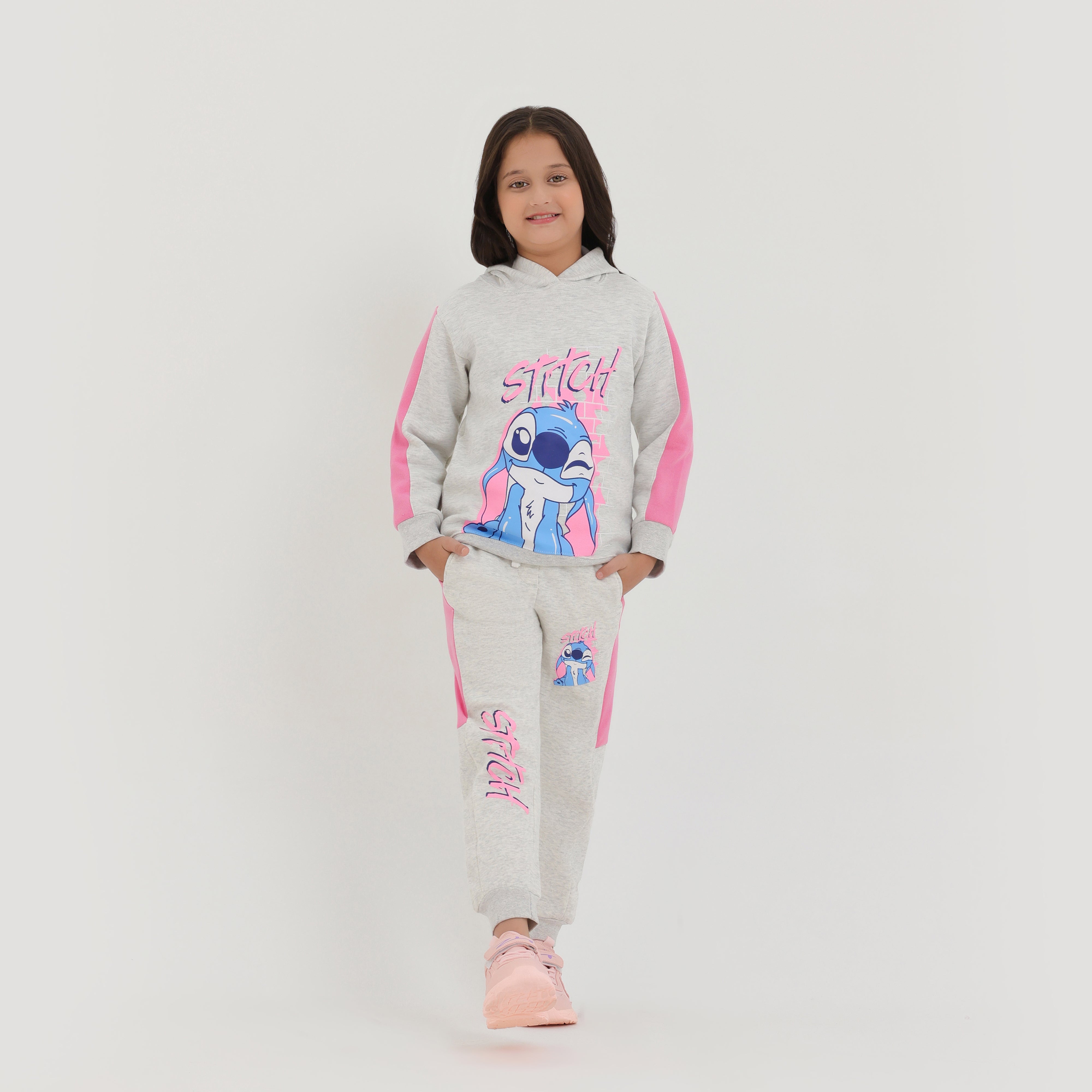 Premium Quality Graphic Panel Fleece Suit For Girls