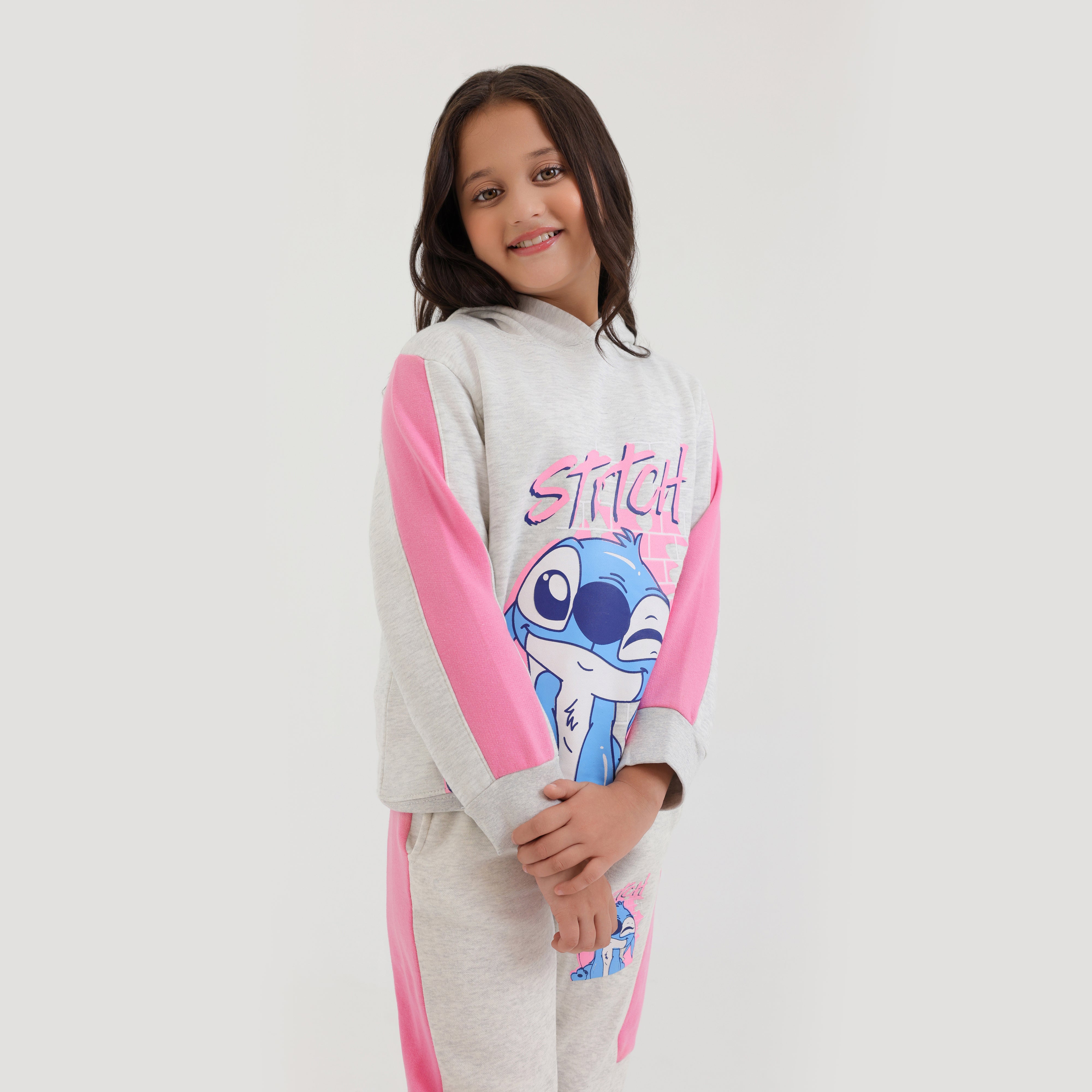 Premium Quality Graphic Panel Fleece Suit For Girls