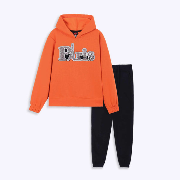 Girls Sequin Embroidered Fleece Tracksuit