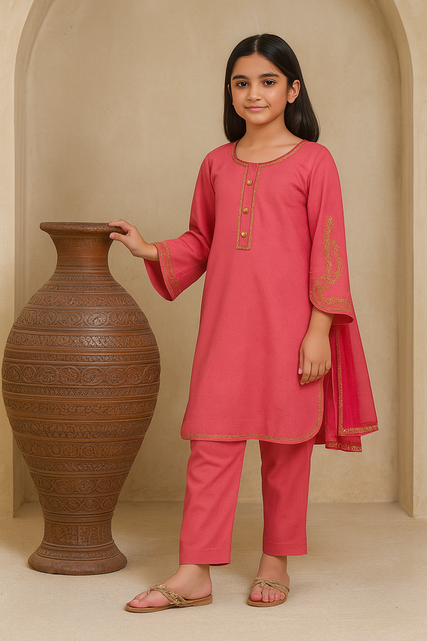 Mohagni Cotton 3 Pcs Suit Multihead Embroidery with Net Dopata