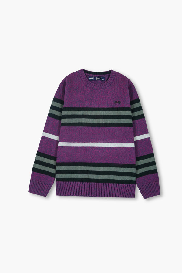Jeep Purple Striped Cotton Sweater – 100% Cotton | Warm Winter Wear for Kids