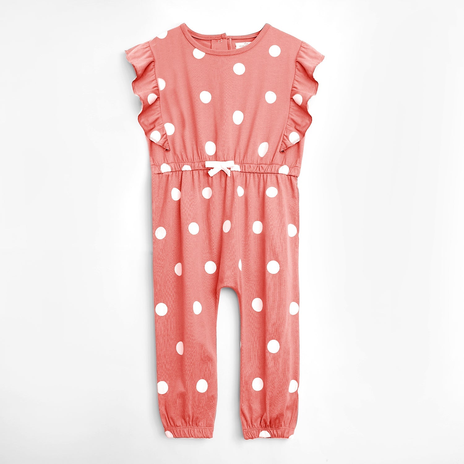 Girls Fashion All Over Polka Dots Printed Soft Cotton Frill Jumpsuit