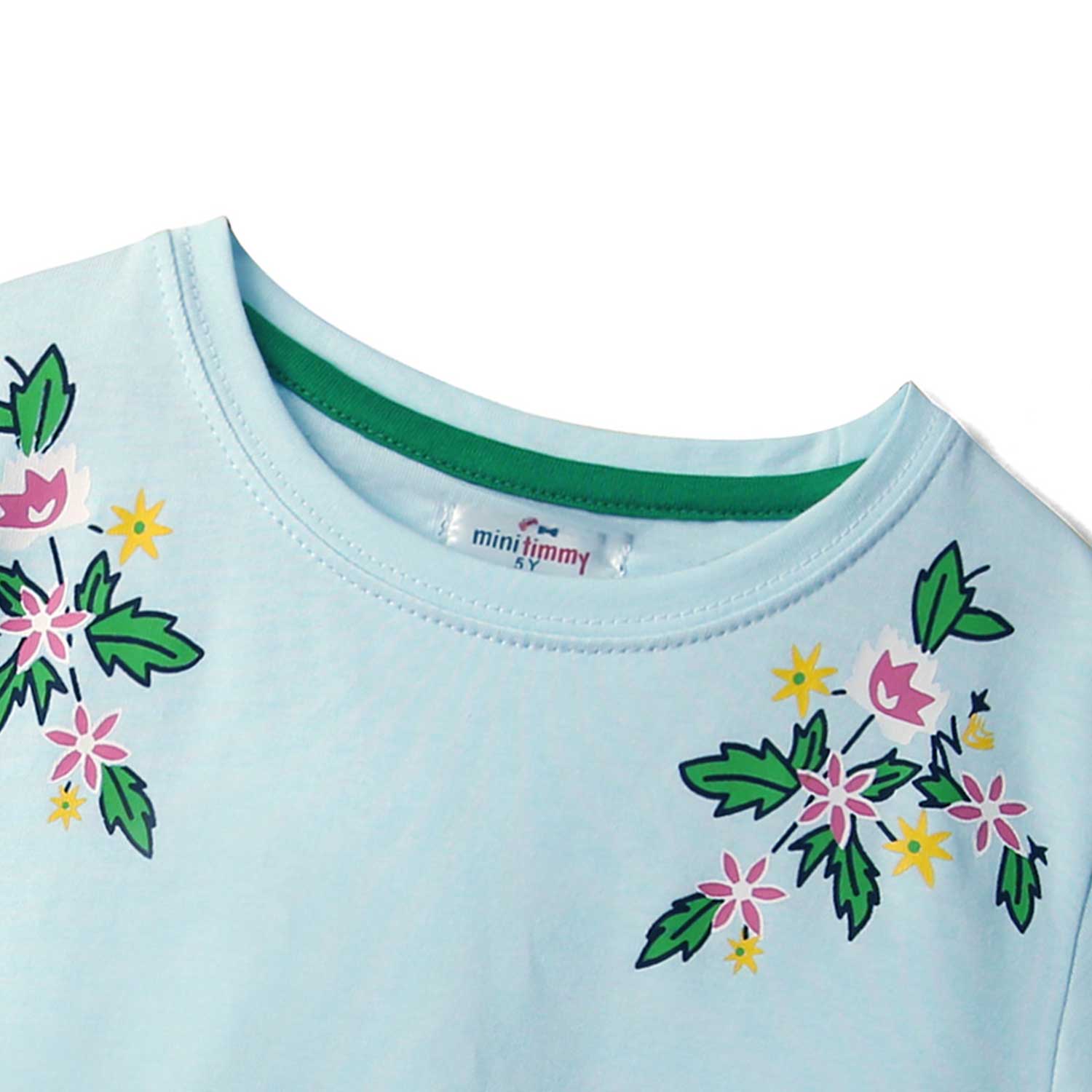 Girls Soft Cotton Flowers Printed T-Shirt