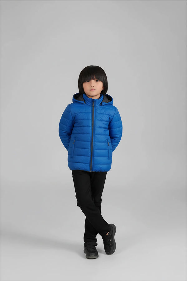 Kids Royal Blue Puffer Jacket | Warm Winter Hooded Coat | Lightweight Insulated Outerwear