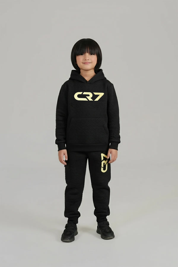 CR7 Quilted Tracksuit for Kids | Ronaldo Printed Hoodie & Joggers | Winter Outfit