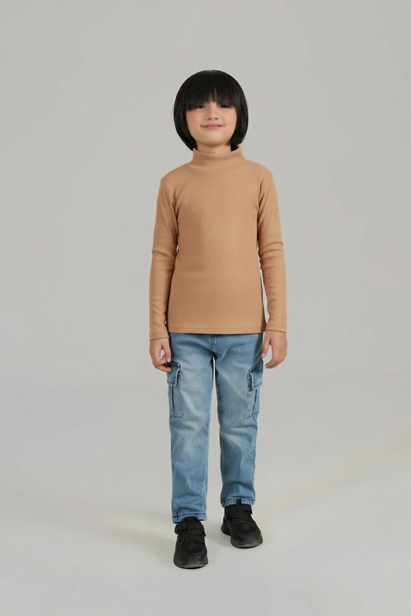 Kids Ribbed High Neck Winter Top – Soft, Warm & Stylish