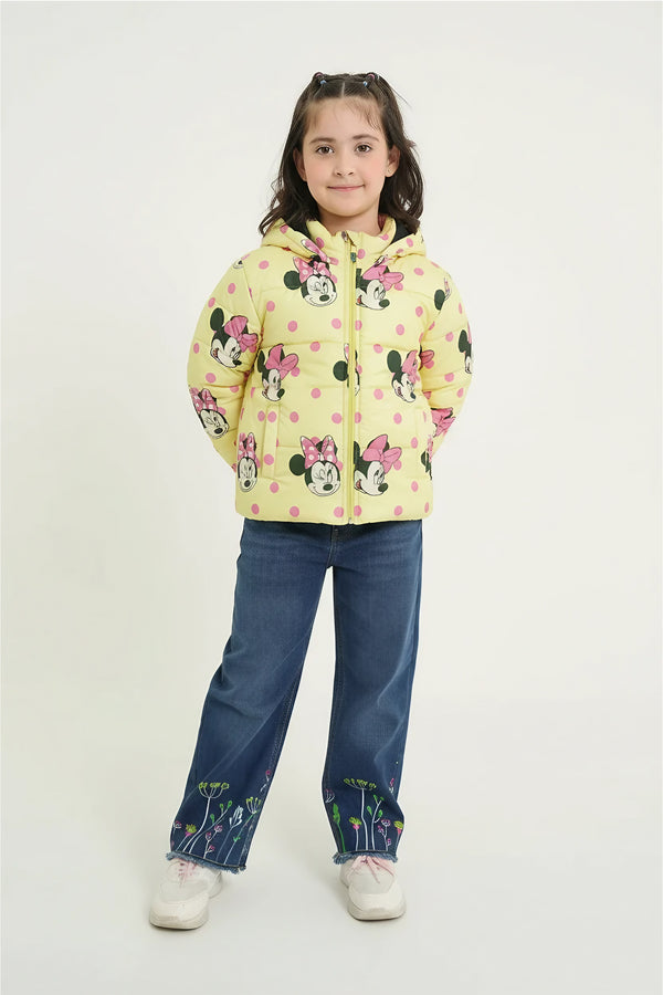 Minnie Mouse Kids Puffer Jacket | Girls Hooded Winter Coat | Warm & Lightweight Outerwear