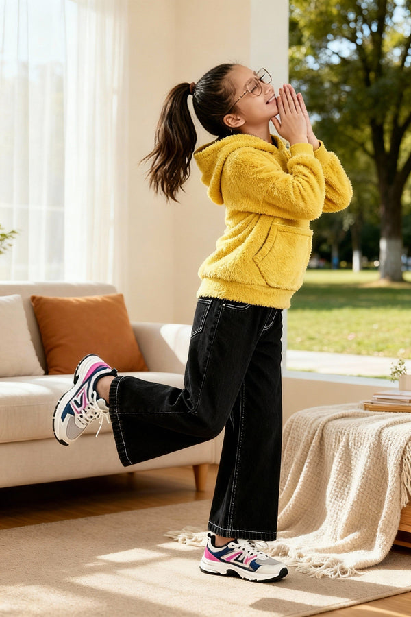 Mustard Teddy Fur Hoodie – Ultra Soft & Cozy Winter Wear