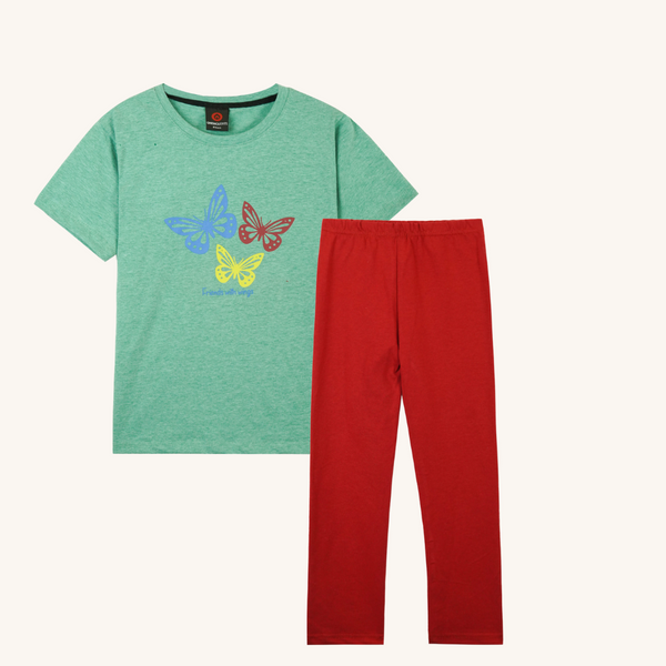 Butterfly T shirt paired with lycra cotton tight