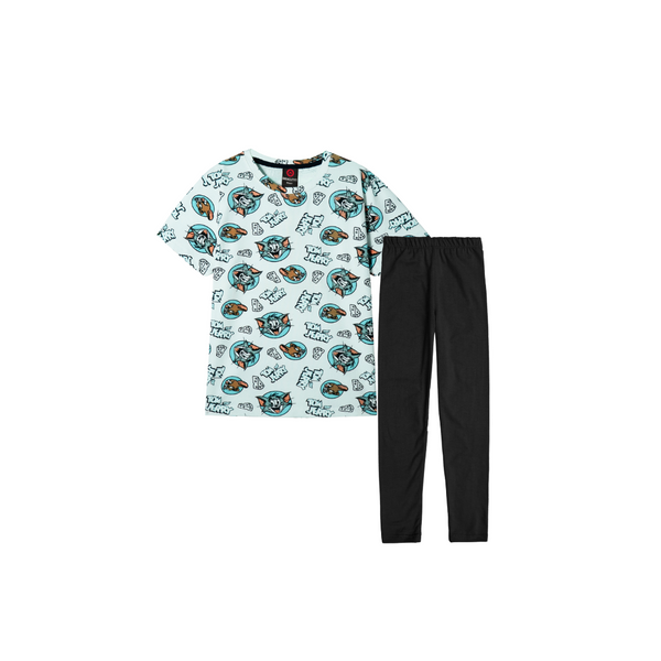 Allover Print T Shirt Paired with Printed Lycra cotton Tight