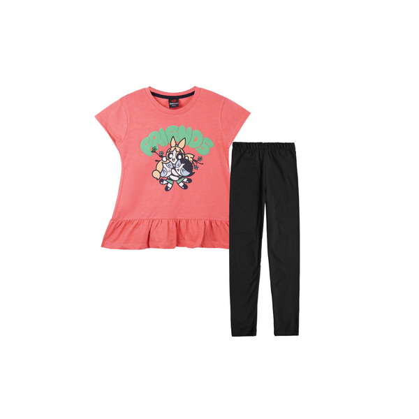 Power girl T Shirt Paired with Lycra cotton Tight