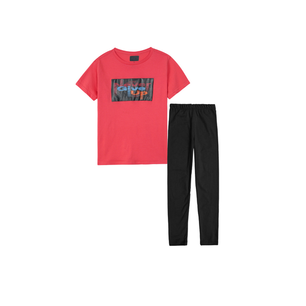 Never T Shirt Paired with Lycra cotton Tight