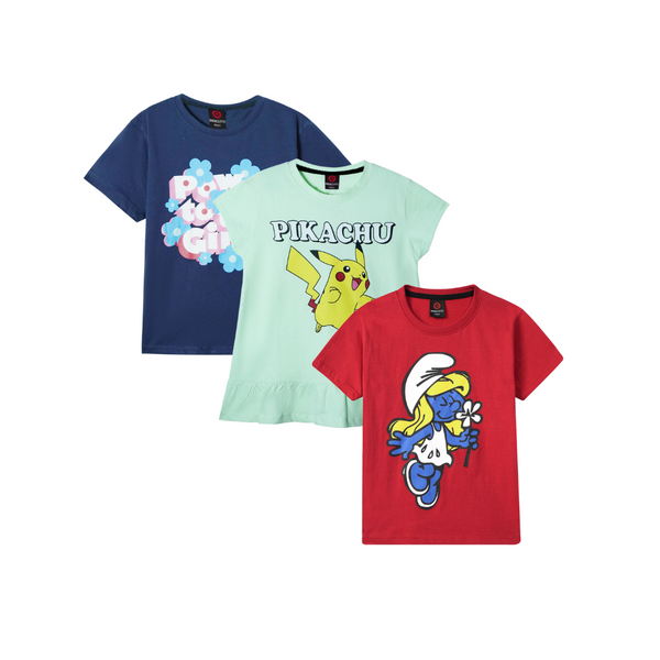 Combo of 3 Girls T shirts Pikachu