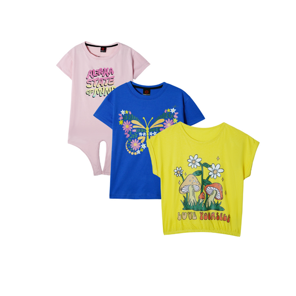 Combo of 3 Girls T shirts  Butterfly