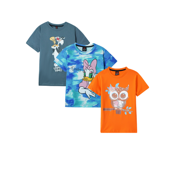 Combo of 3 Girls T shirts Daisy Orange