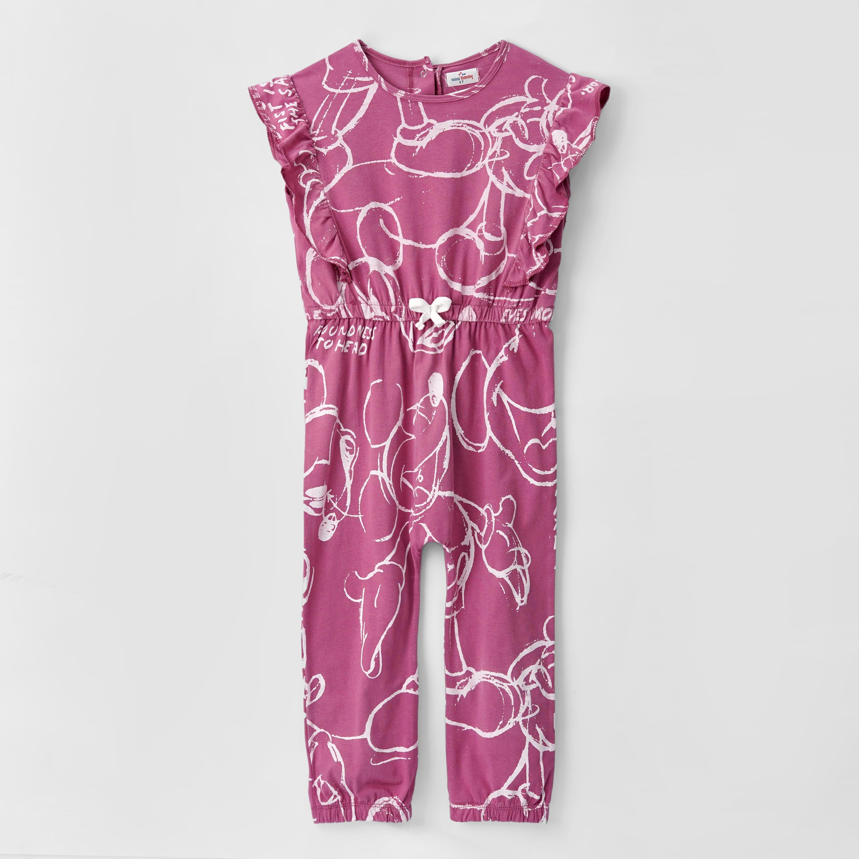 Girls Fashion All Over Printed Soft Cotton Frill Jumpsuit