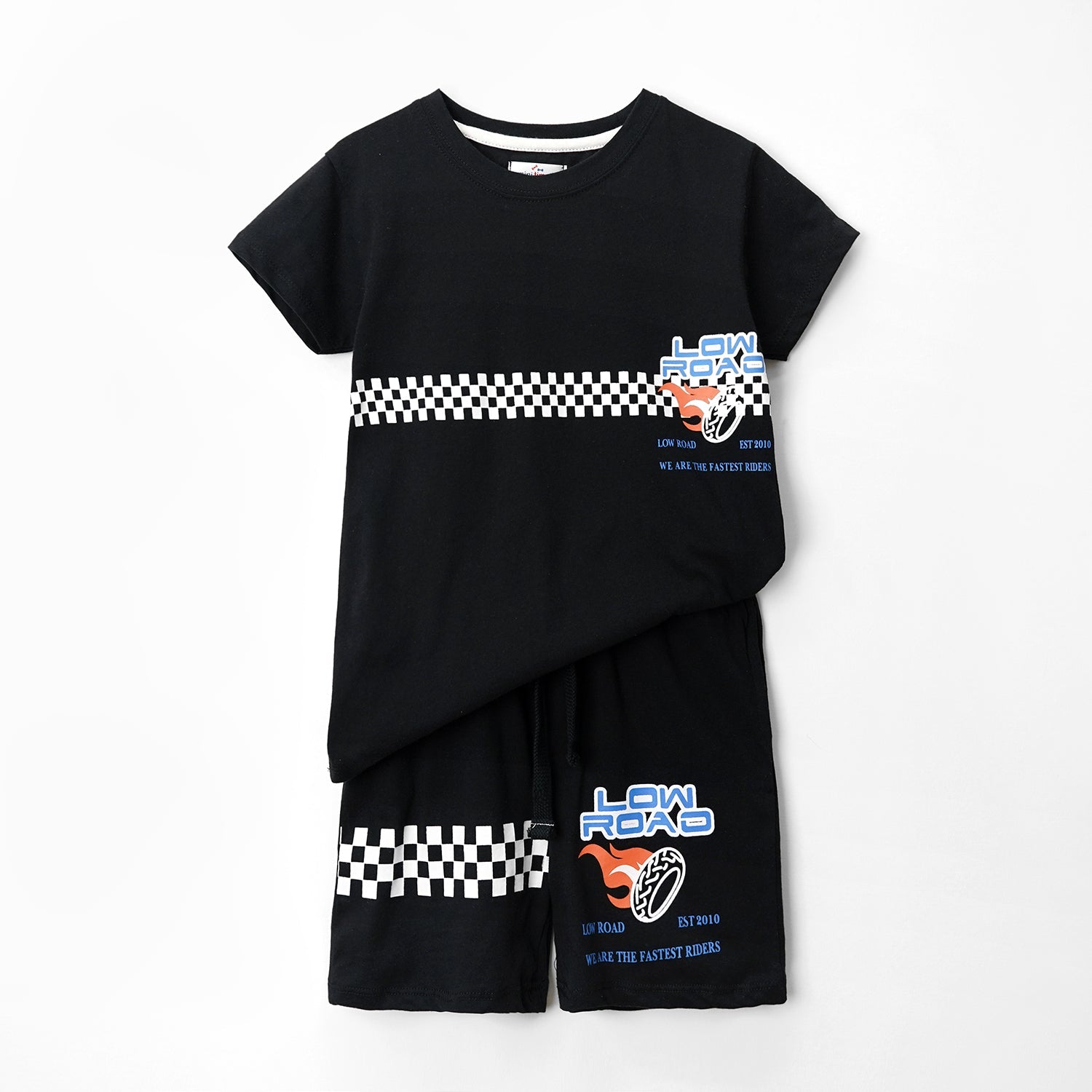 Kids Soft Cotton Graphic Black Suit