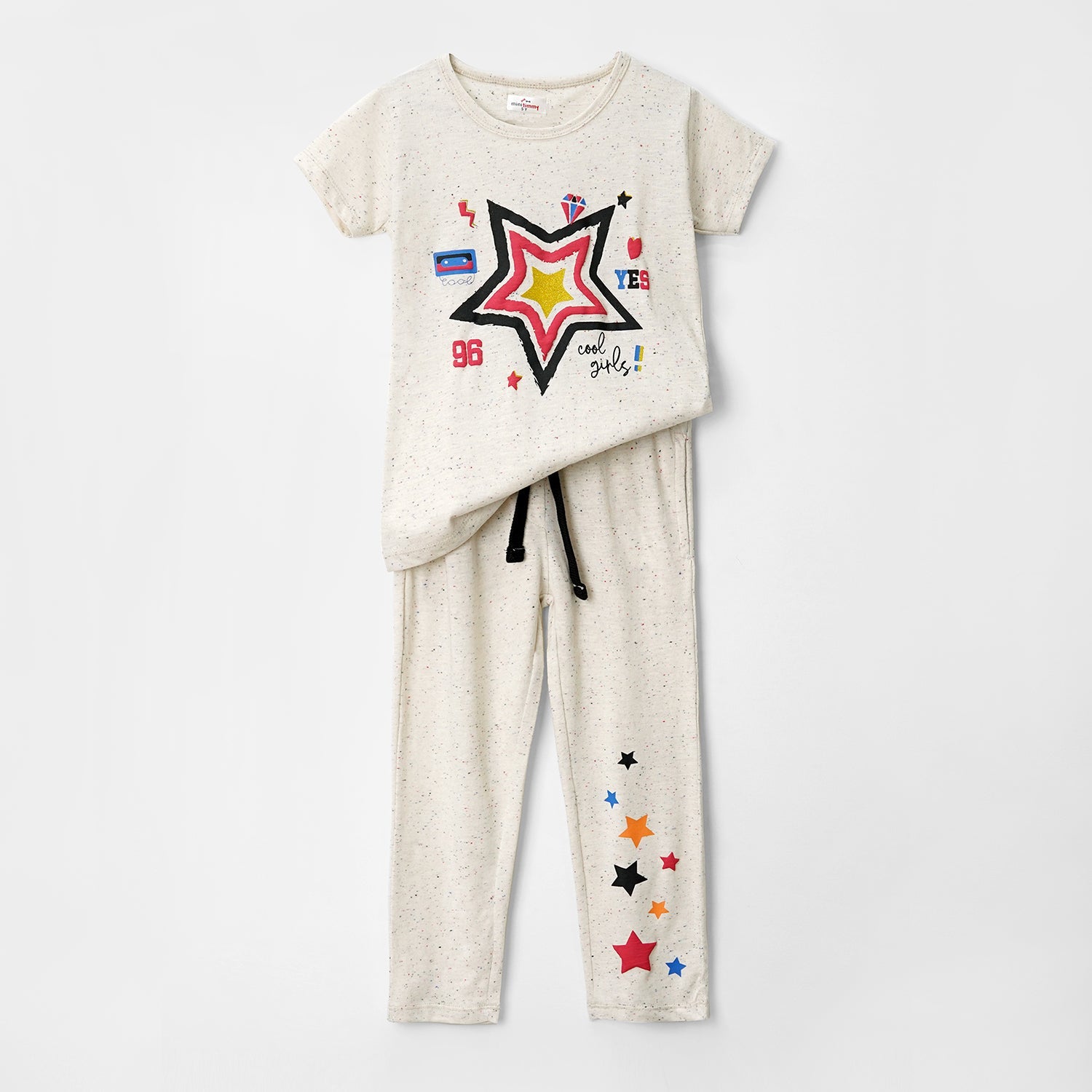 Girls Soft Cotton Printed Melange Suit