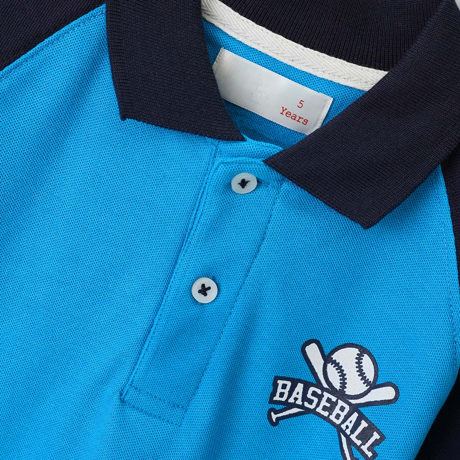 Boys Soft Cotton Raglan Sleeve Pique Polo Shirt