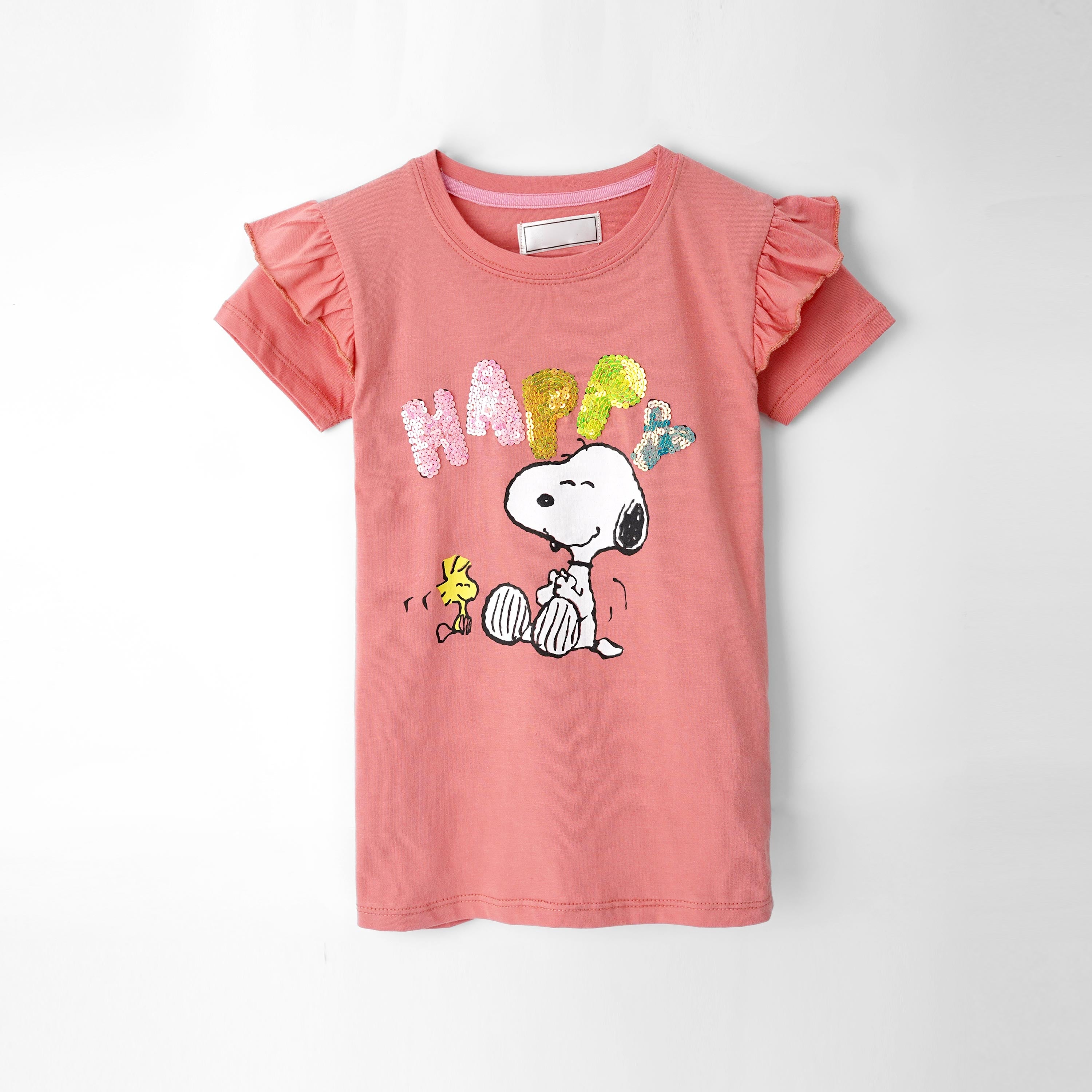 Girls Printed Soft Cotton Frill Sleeve T-Shirt