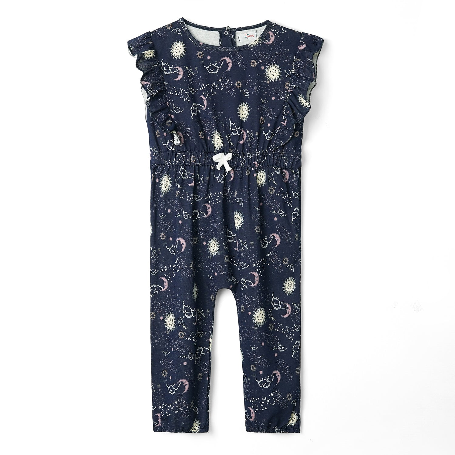 Girls Fashion All Over Printed Soft Cotton Frill Jumpsuit