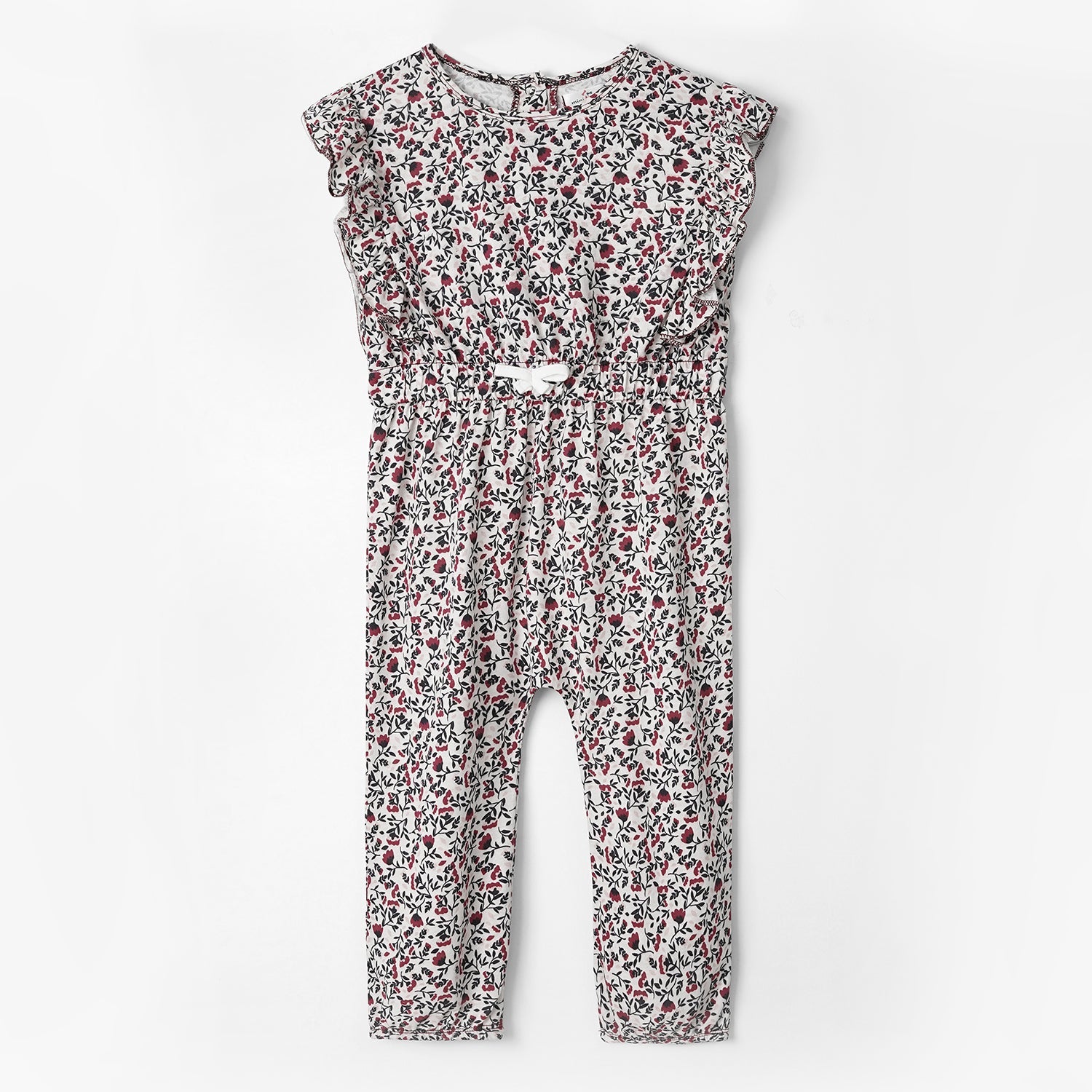 Girls Fashion All Over Printed Soft Cotton Frill Jumpsuit