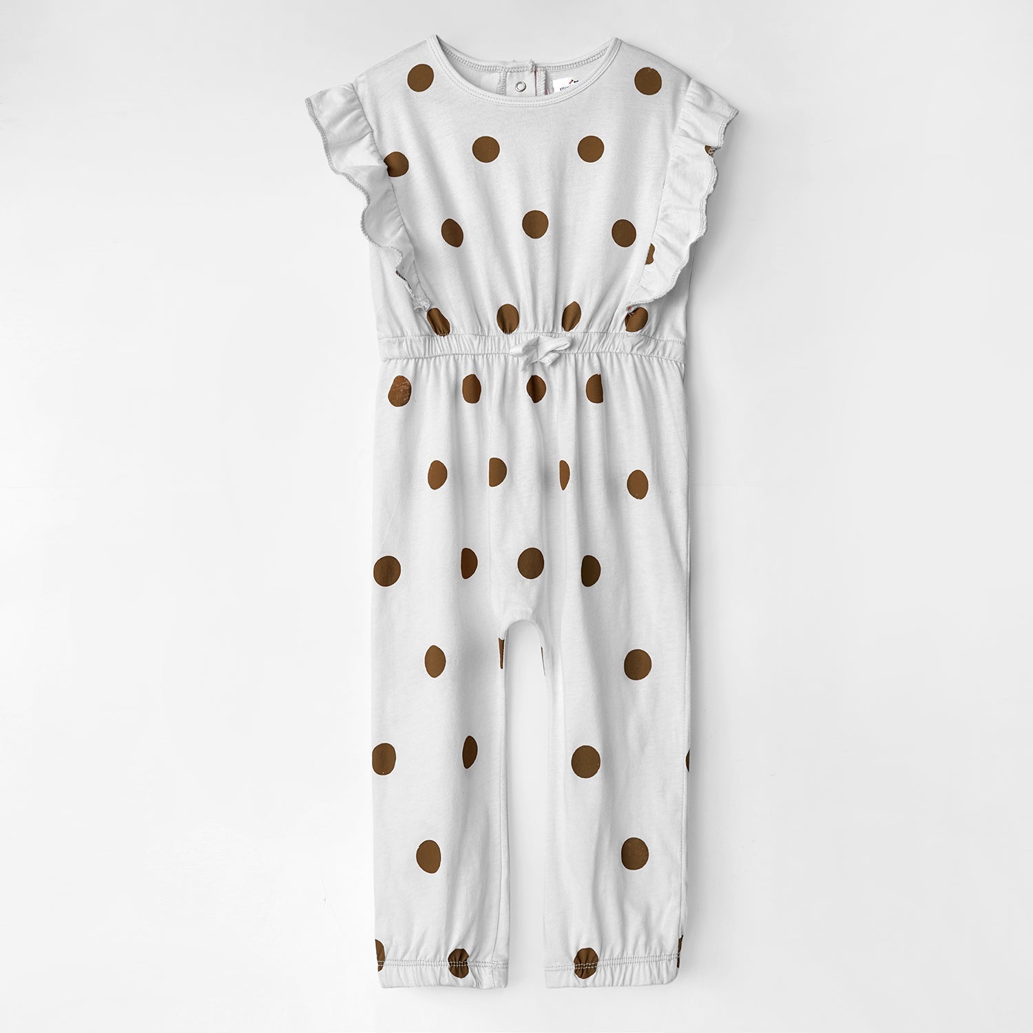 Girls Fashion All Over Polka Dots Printed Soft Cotton Frill Jumpsuit