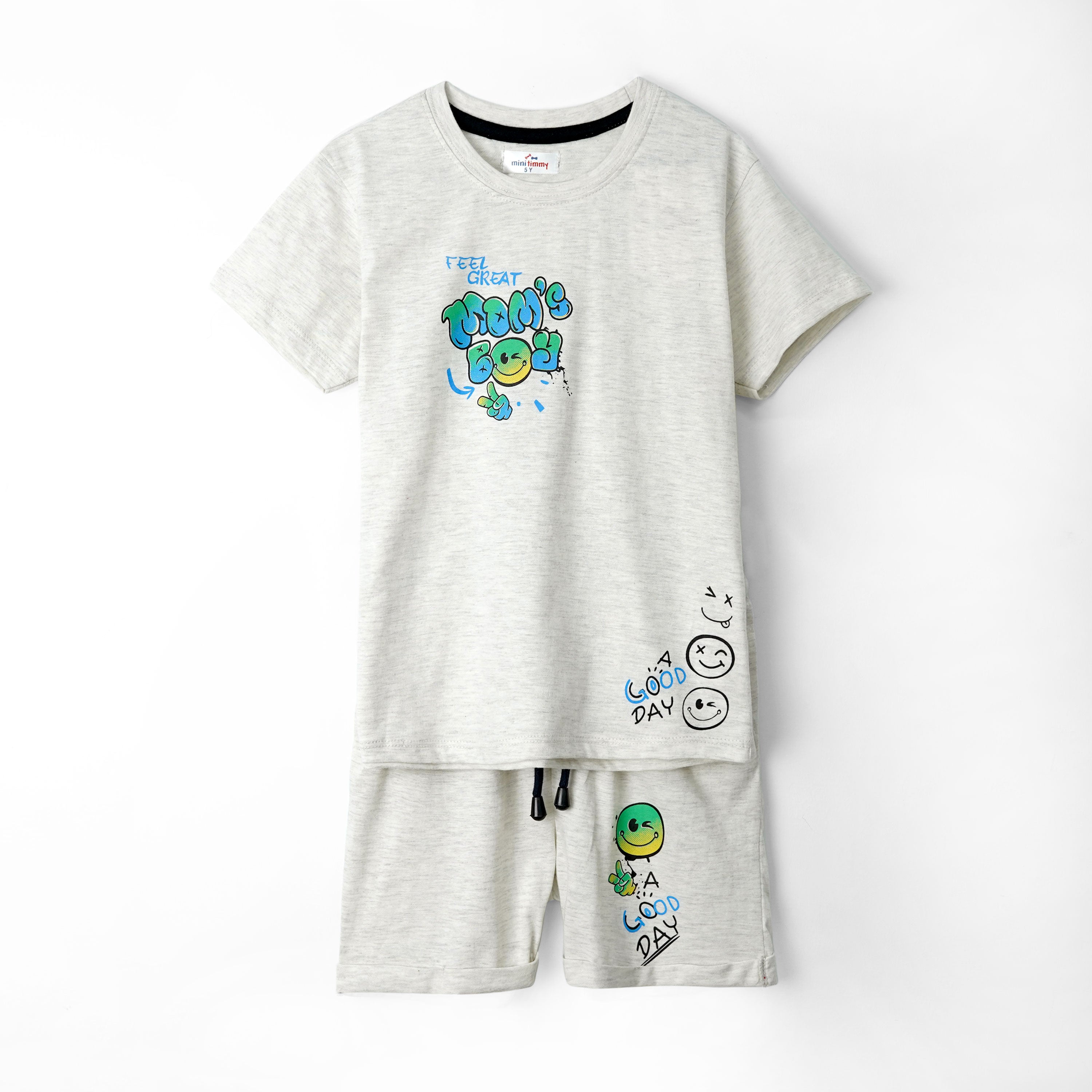 Kids Soft Cotton Graphic Gray Suit