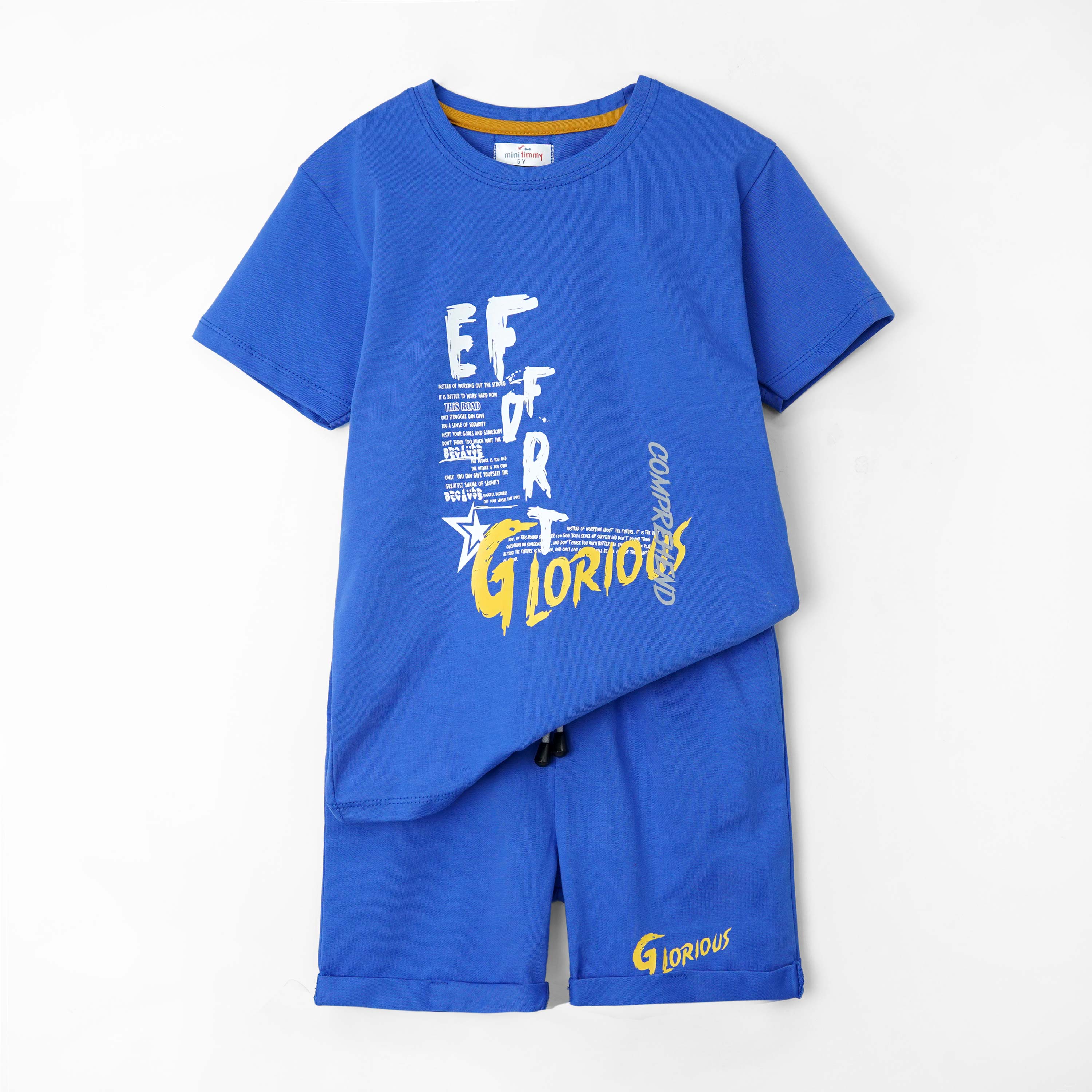 Kids Soft Cotton Blue Printed Suit