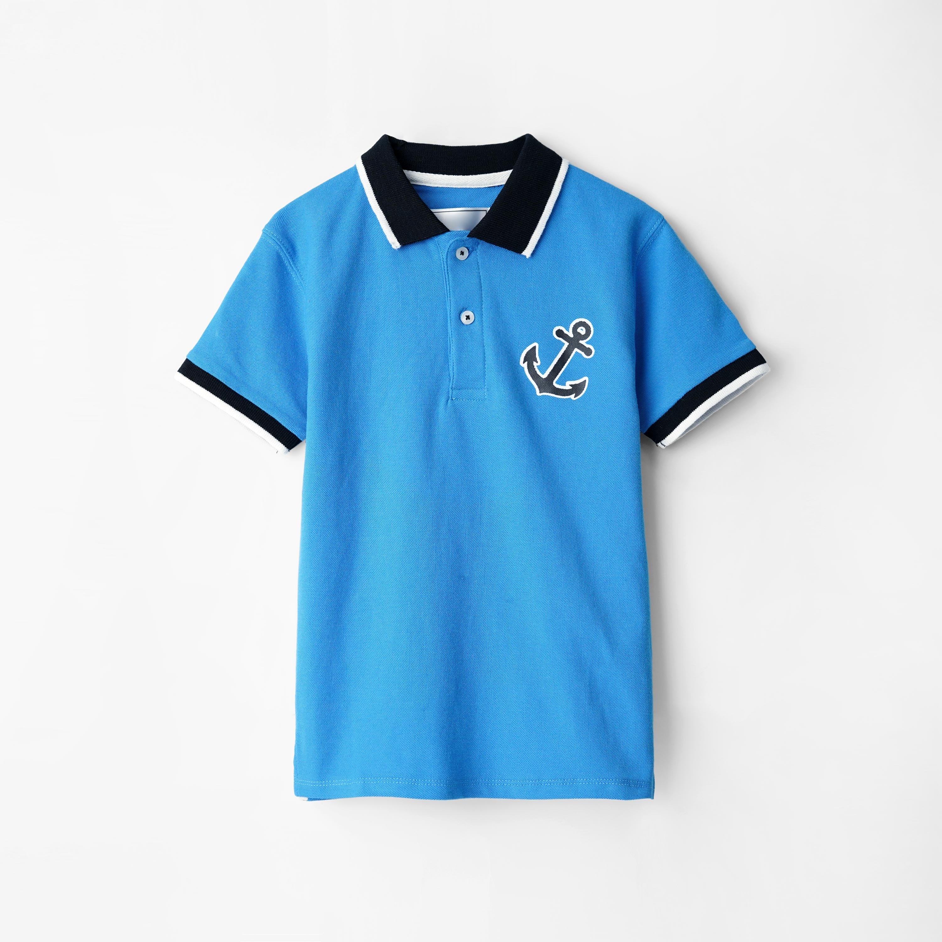 Boys Soft Cotton Printed Pique Polo Shirt