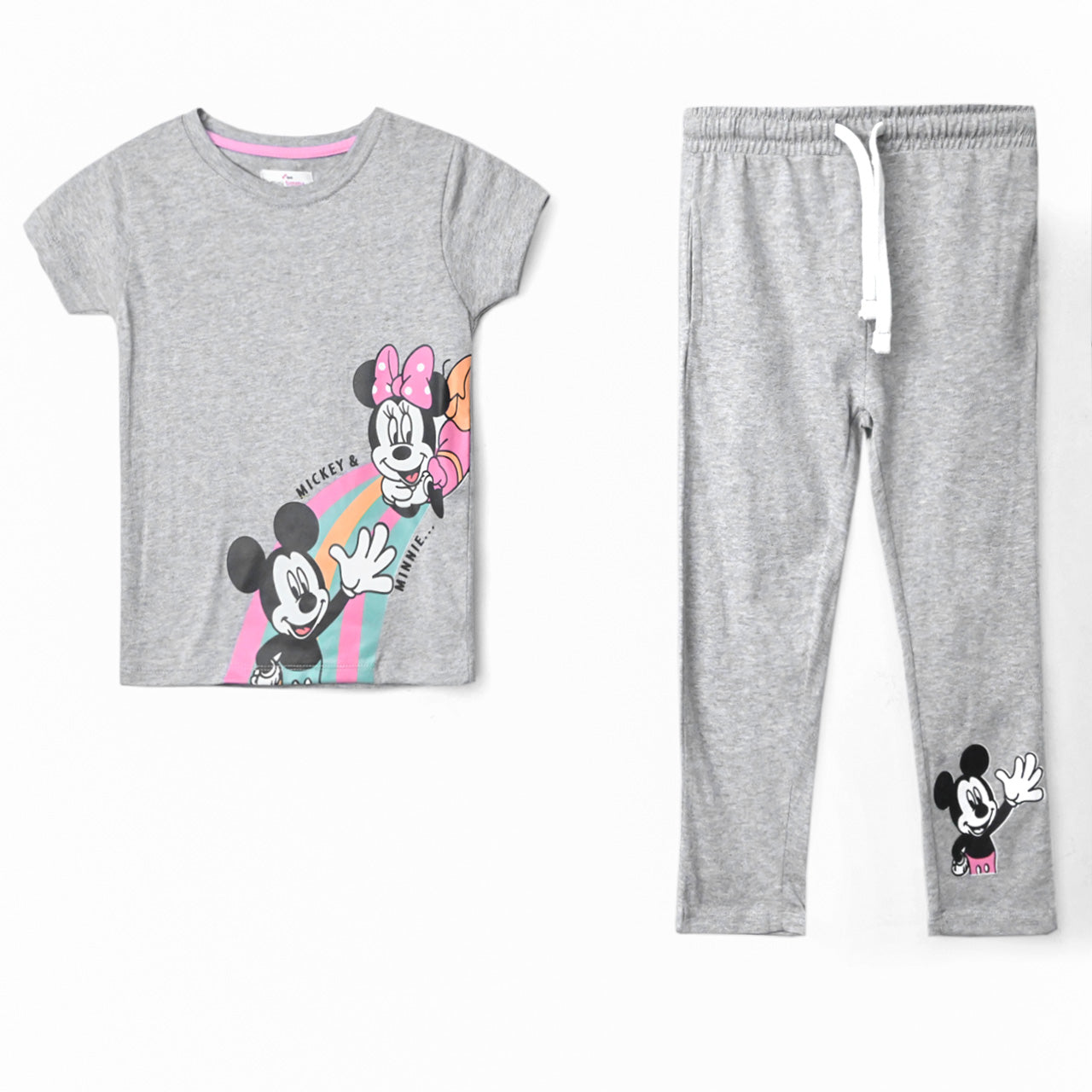 Girls Gray Minnie Mouse Graphic Soft Cotton Suit