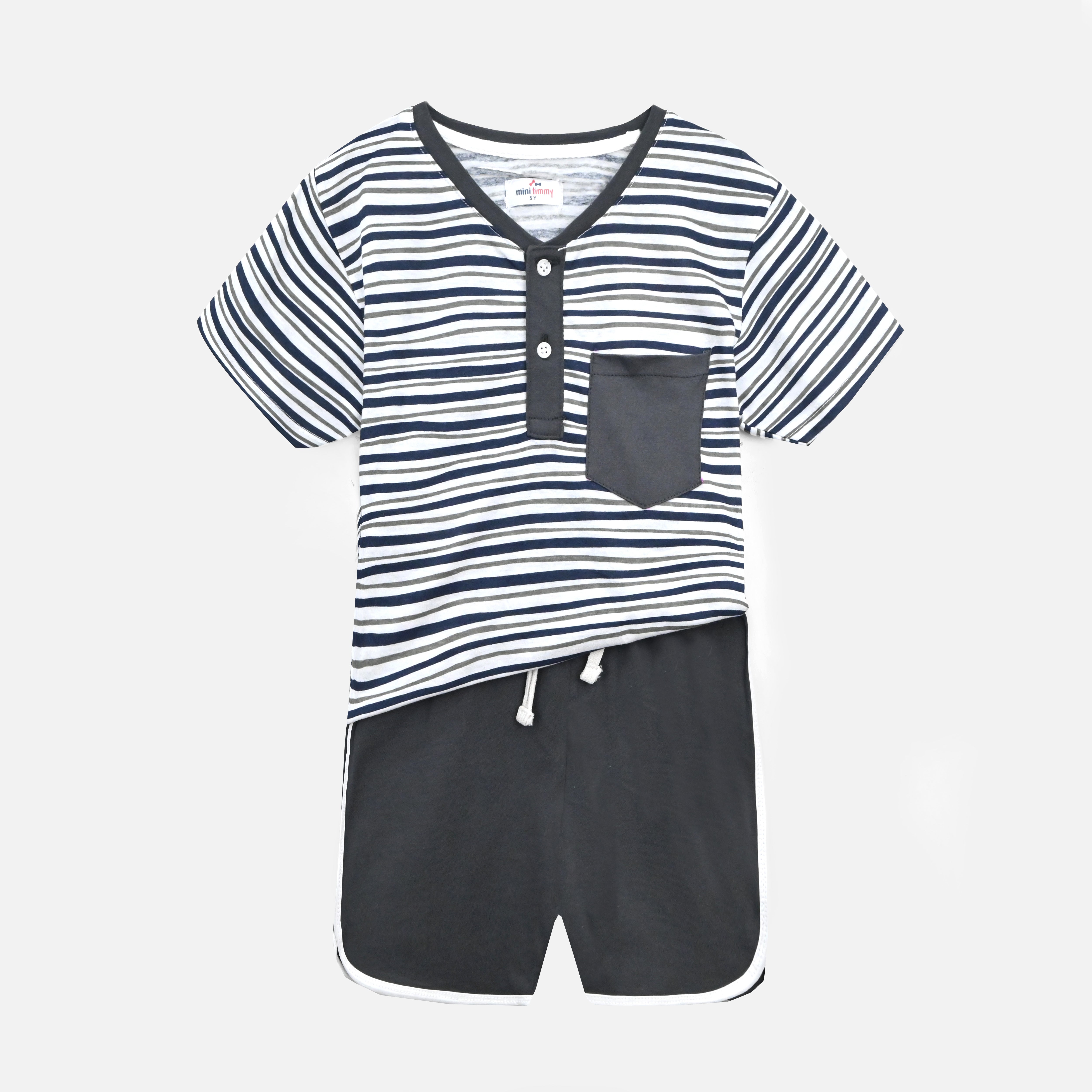 Kids Soft Cotton Stripe Henly Suit