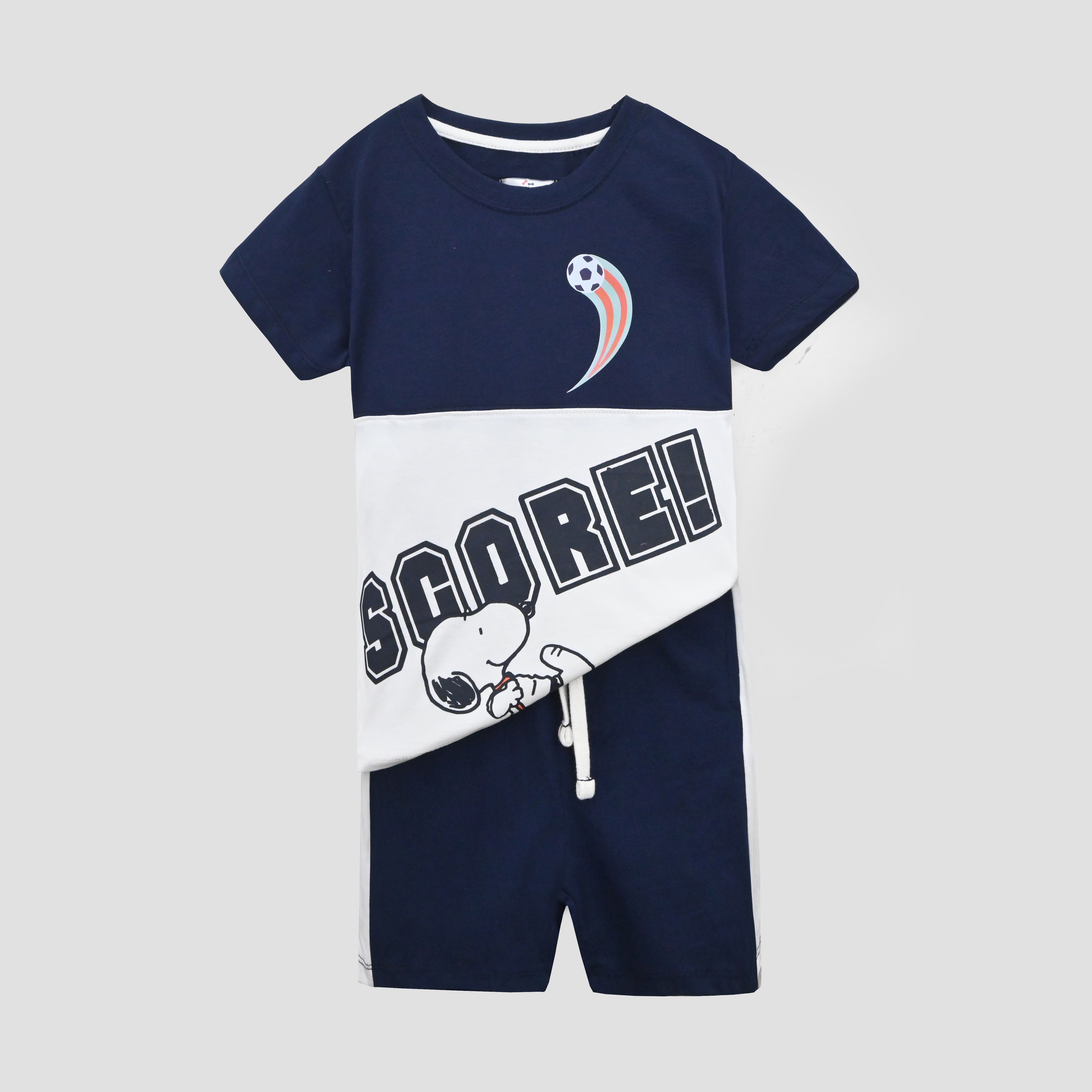 Kids Blue Soft Cotton Printed Cut & Sew Suit