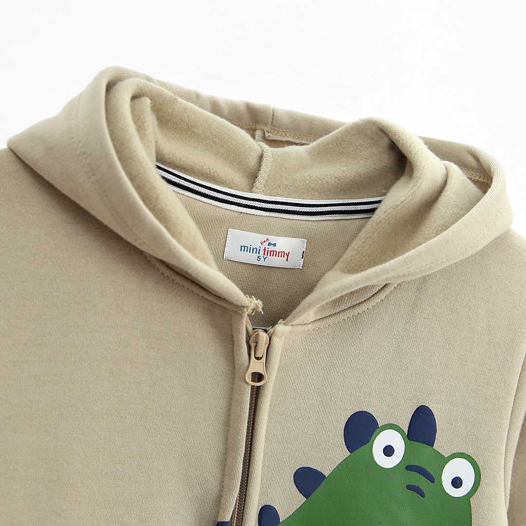 Kids "Dino" Printed Fleece Zipper Hoodie